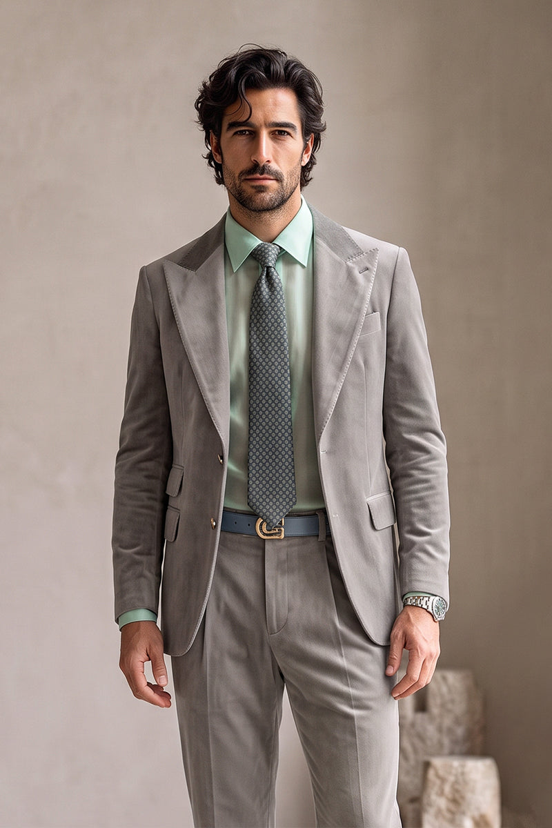 Gray 100% Velvet Suits
