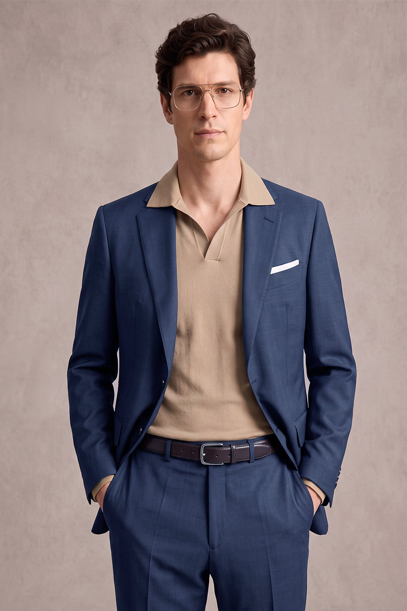 Blue 100% Merino Wool Suit