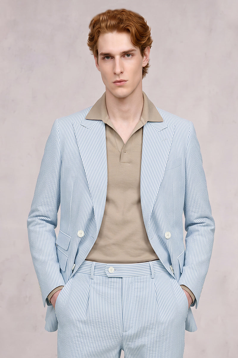 Traje de lana merina azul