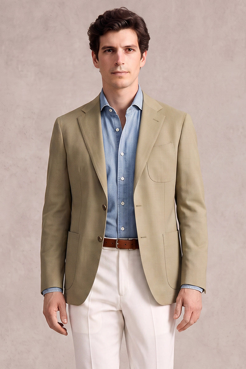 Blazers de lana merino color caqui