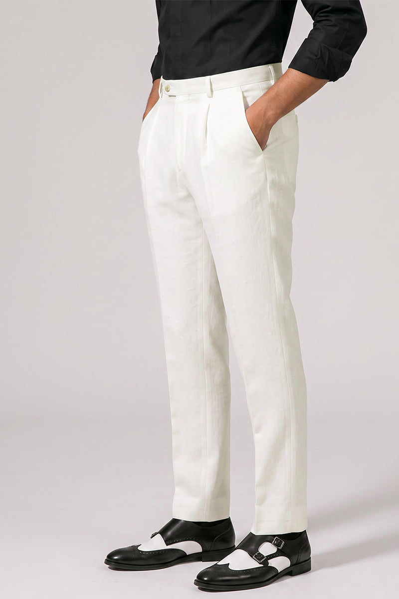 White 50% Merino Wool Trousers