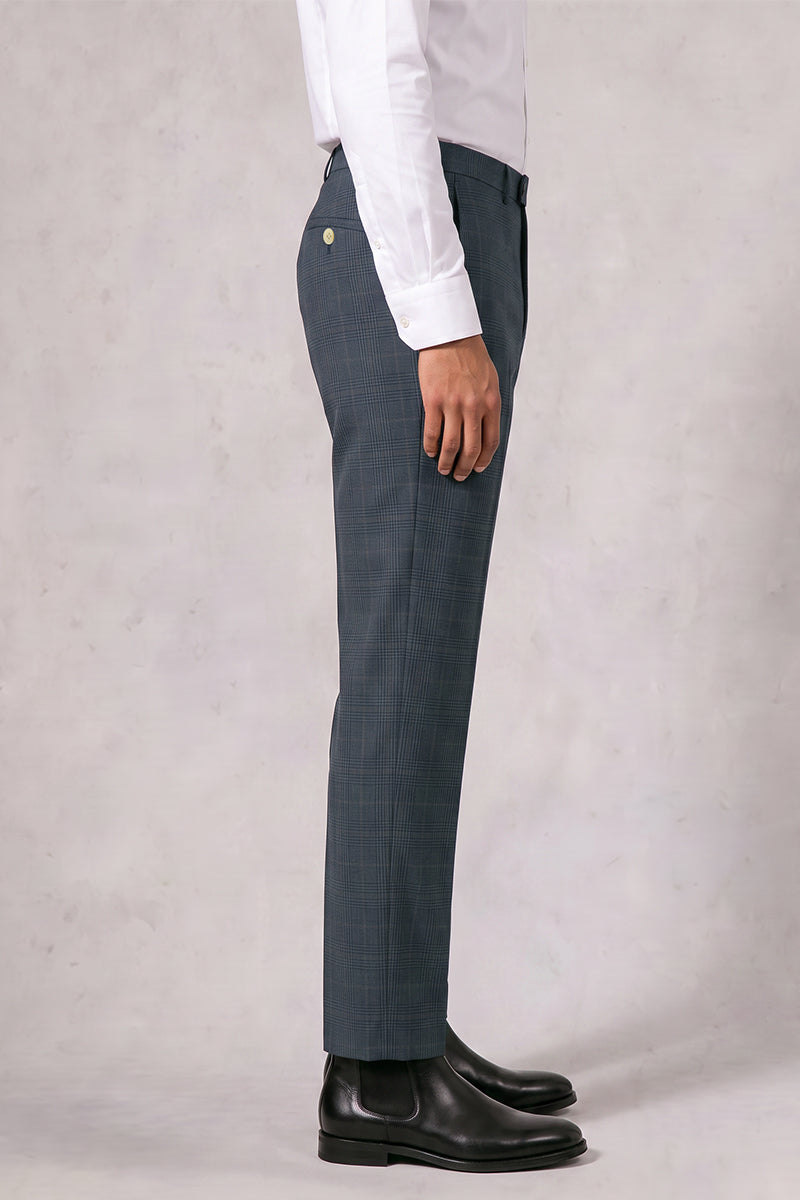 Blue 100% Merino Wool Suit Trousers