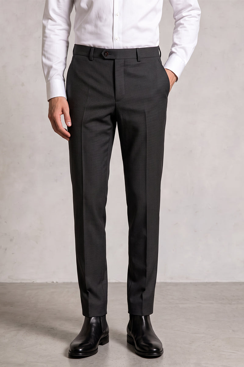 Black 100% Merino Wool Suit Trousers