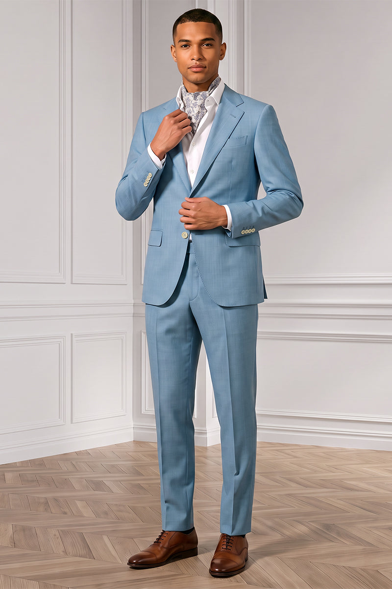 Blue 50% Merino Wool Suit