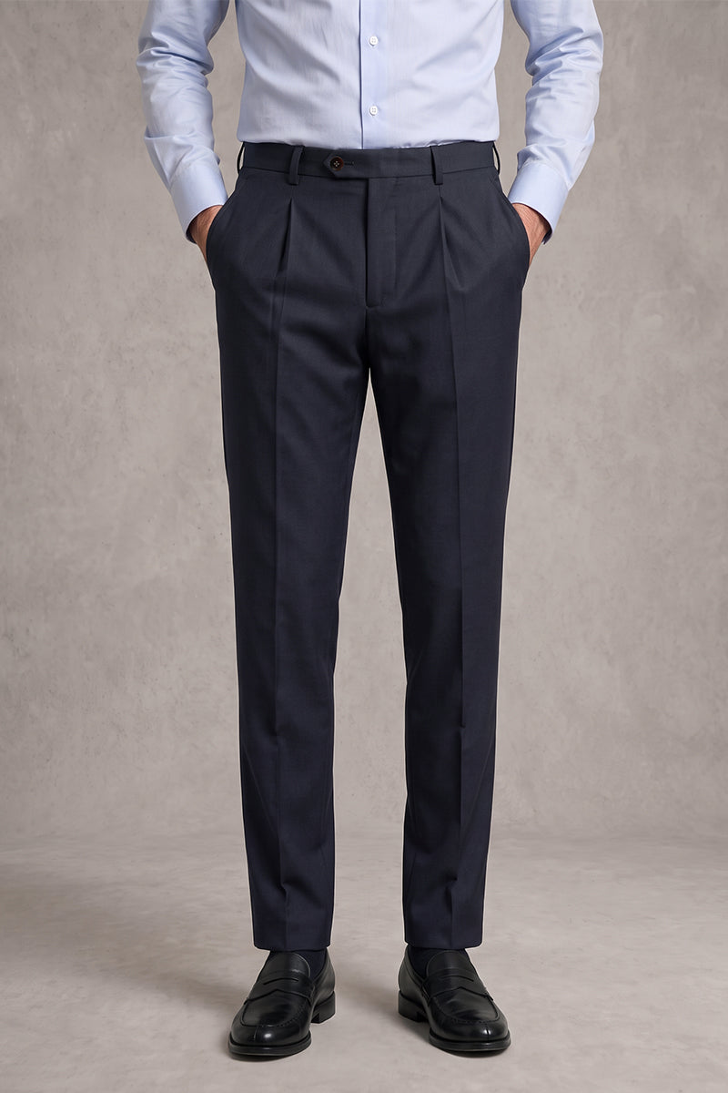 Black Merino Wool Suit Trousers