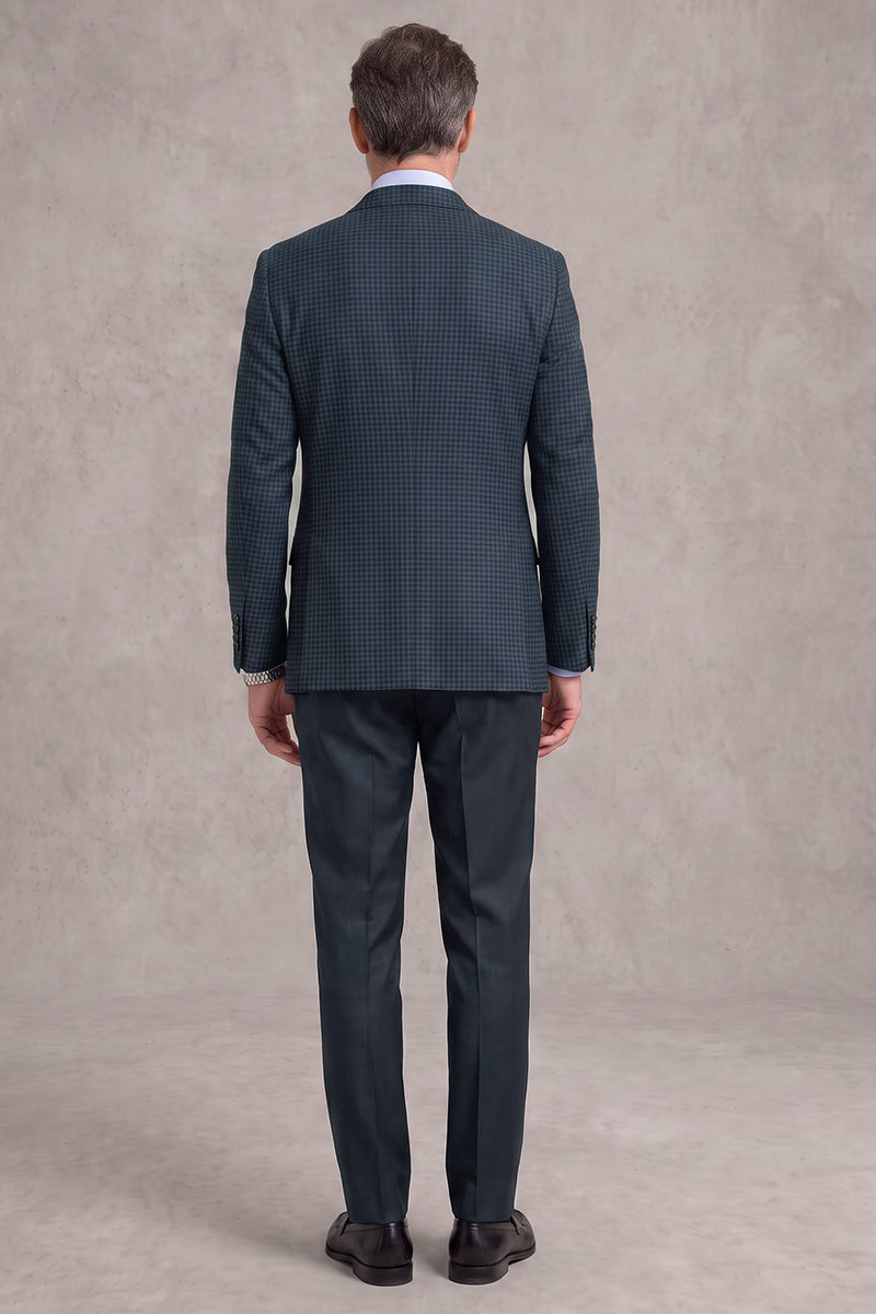 Blue 50% Merino Wool 3-Piece Suit