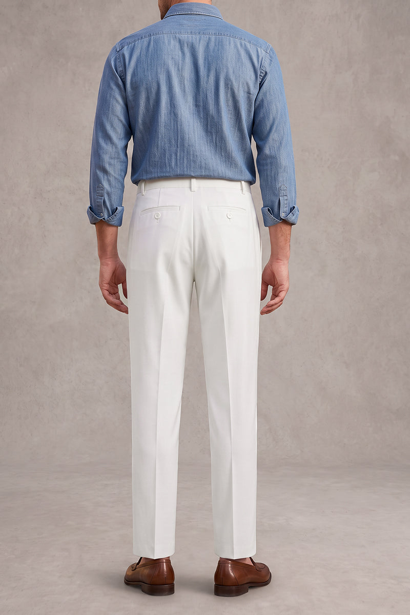 Pantalones de traje de lana merina blanca