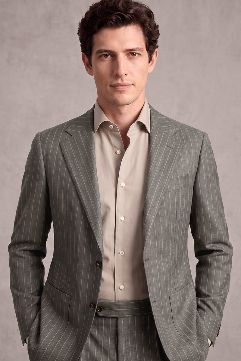 Gray 60% Merino Wool Suit