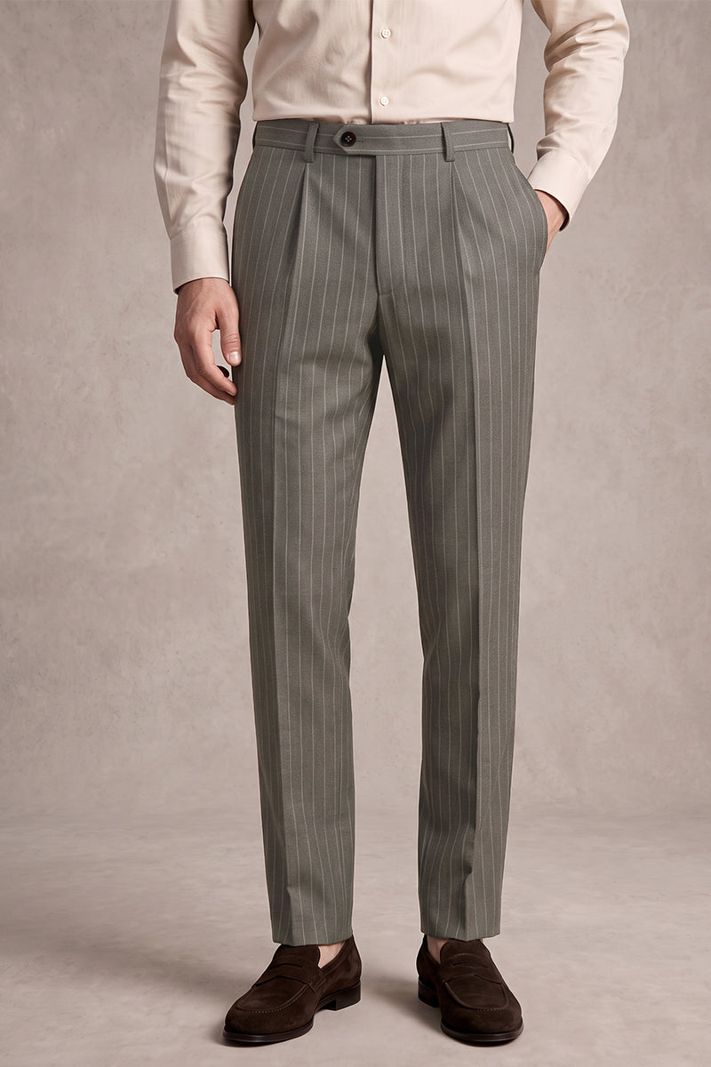 Gray Merino Wool Suit Trousers