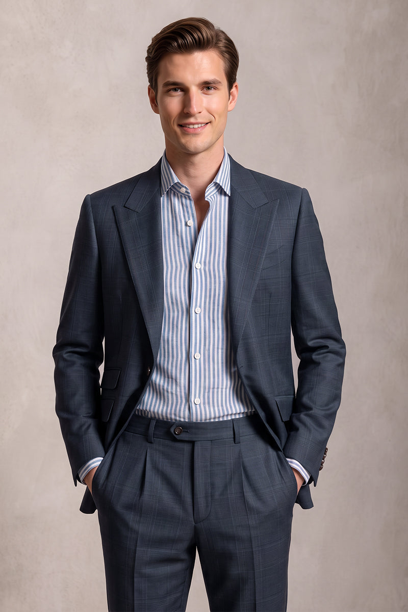 Blue 100% Merino Wool Suit