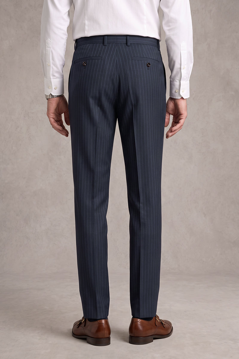 Blue 100% Merino Wool Suit Trousers
