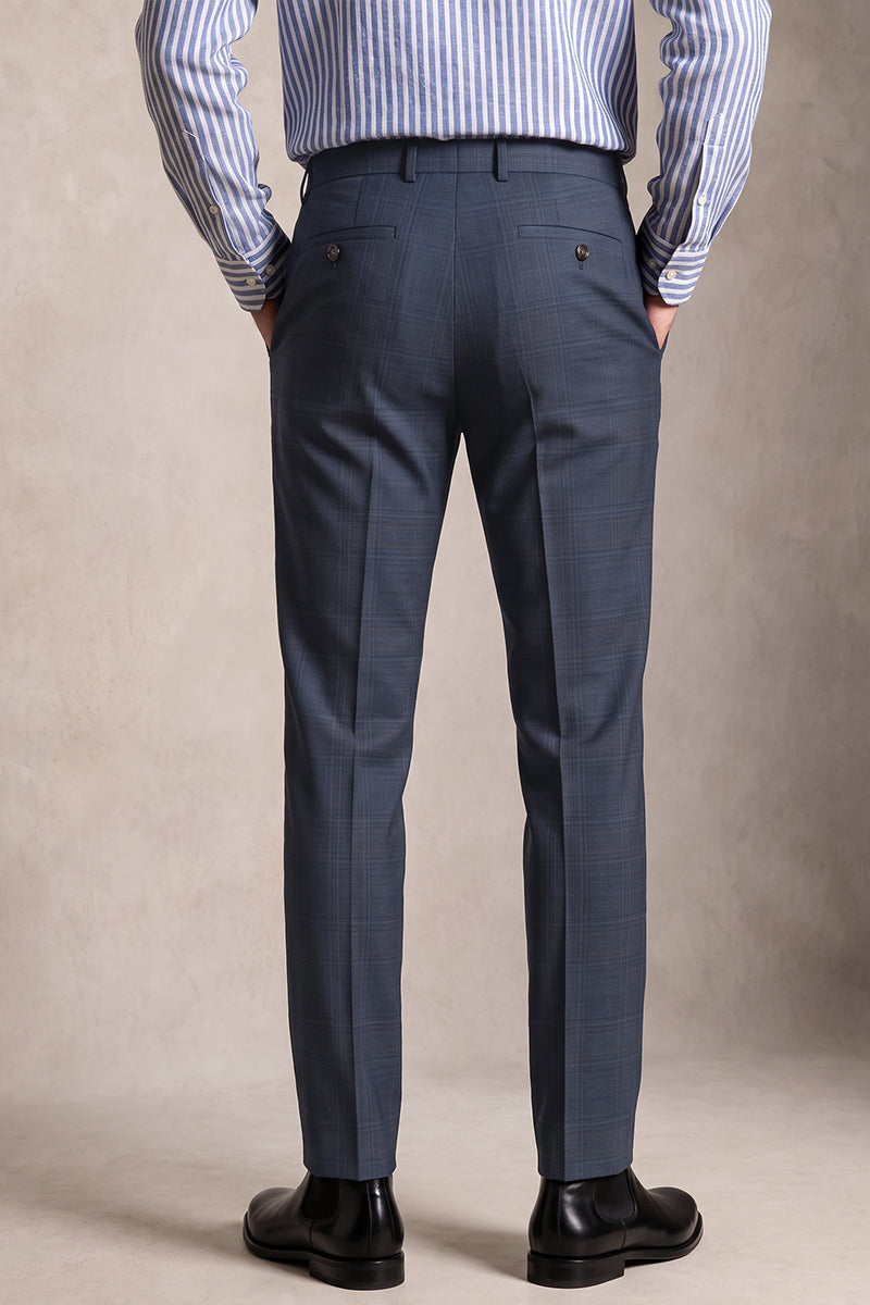 Blue 100% Merino Wool Suit Trousers