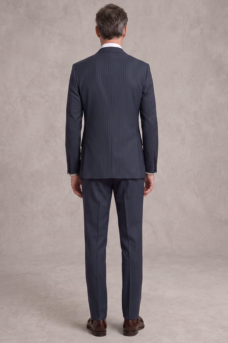 Costume en laine mérinos bleu
