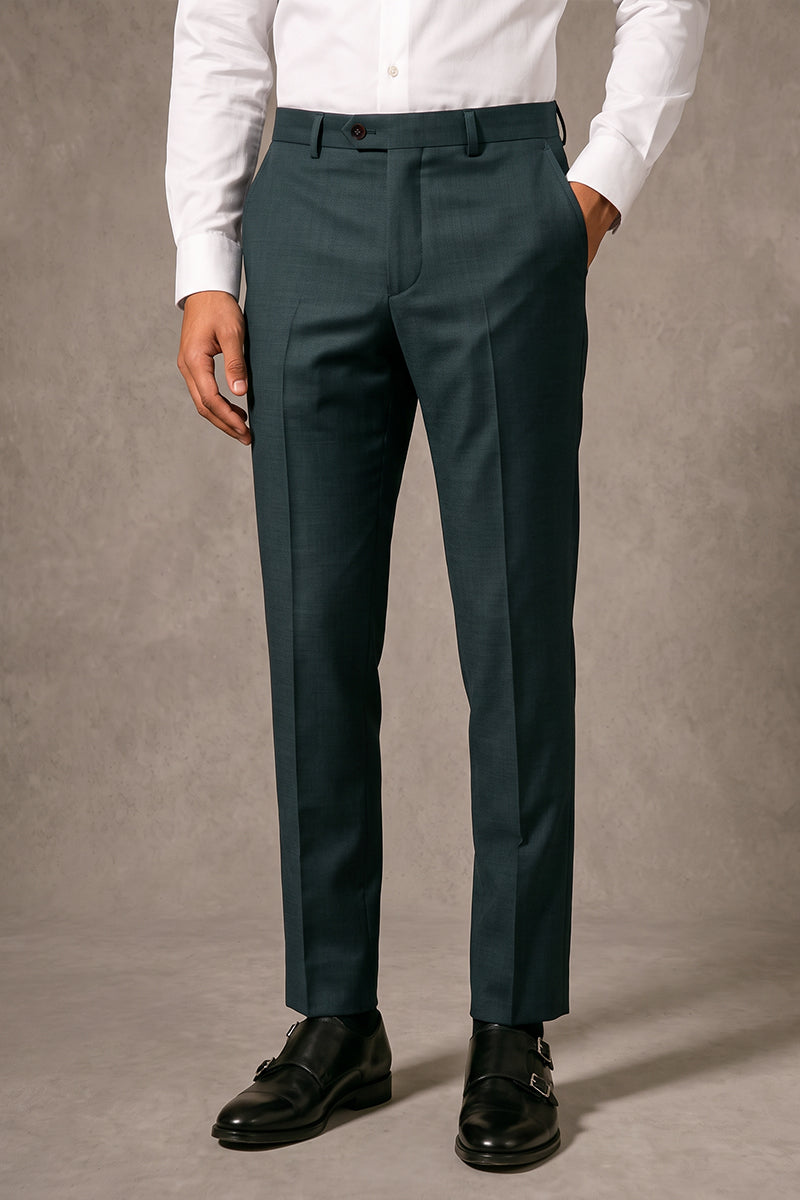 Green Merino Wool Suit Trousers