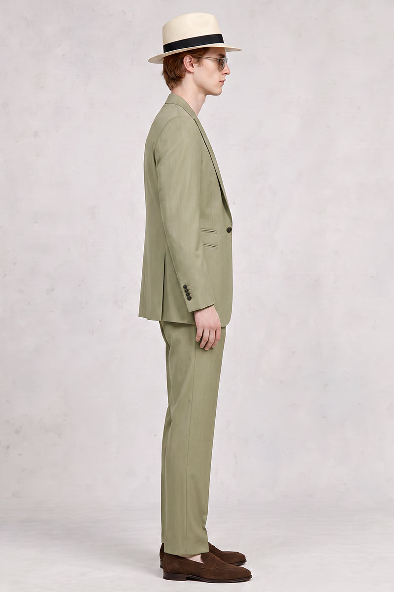 グリーンの上質オーストラリアウールスーツ