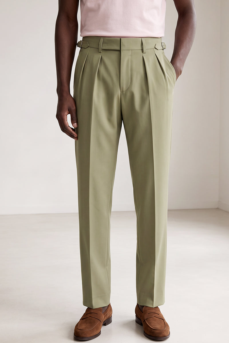 Green Fine Australia Wool Suit Trousers