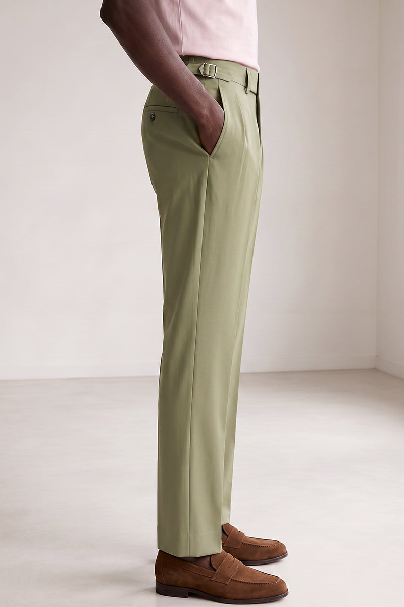 Green Fine Australia Wool Suit Trousers
