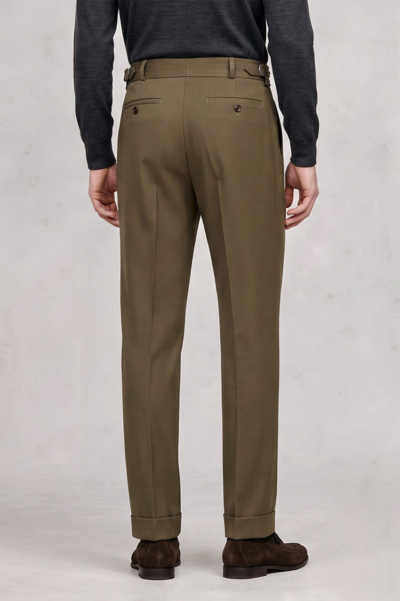 Pantaloni da completo marroni in pregiata lana australiana