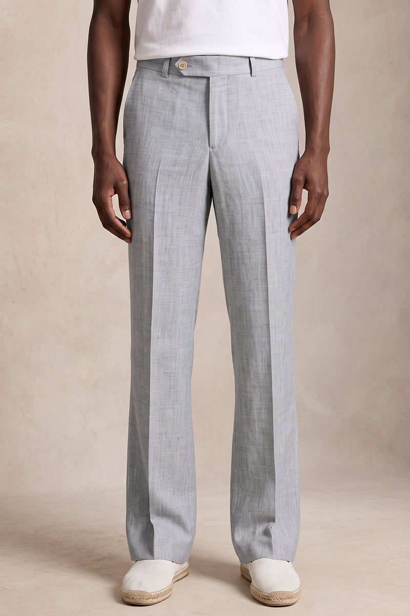 Gray 100% Merino Wool Suit Trousers