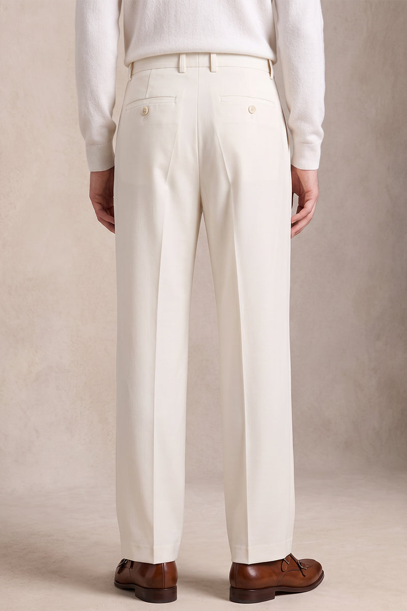 Pantaloni da completo bianchi in lana merino