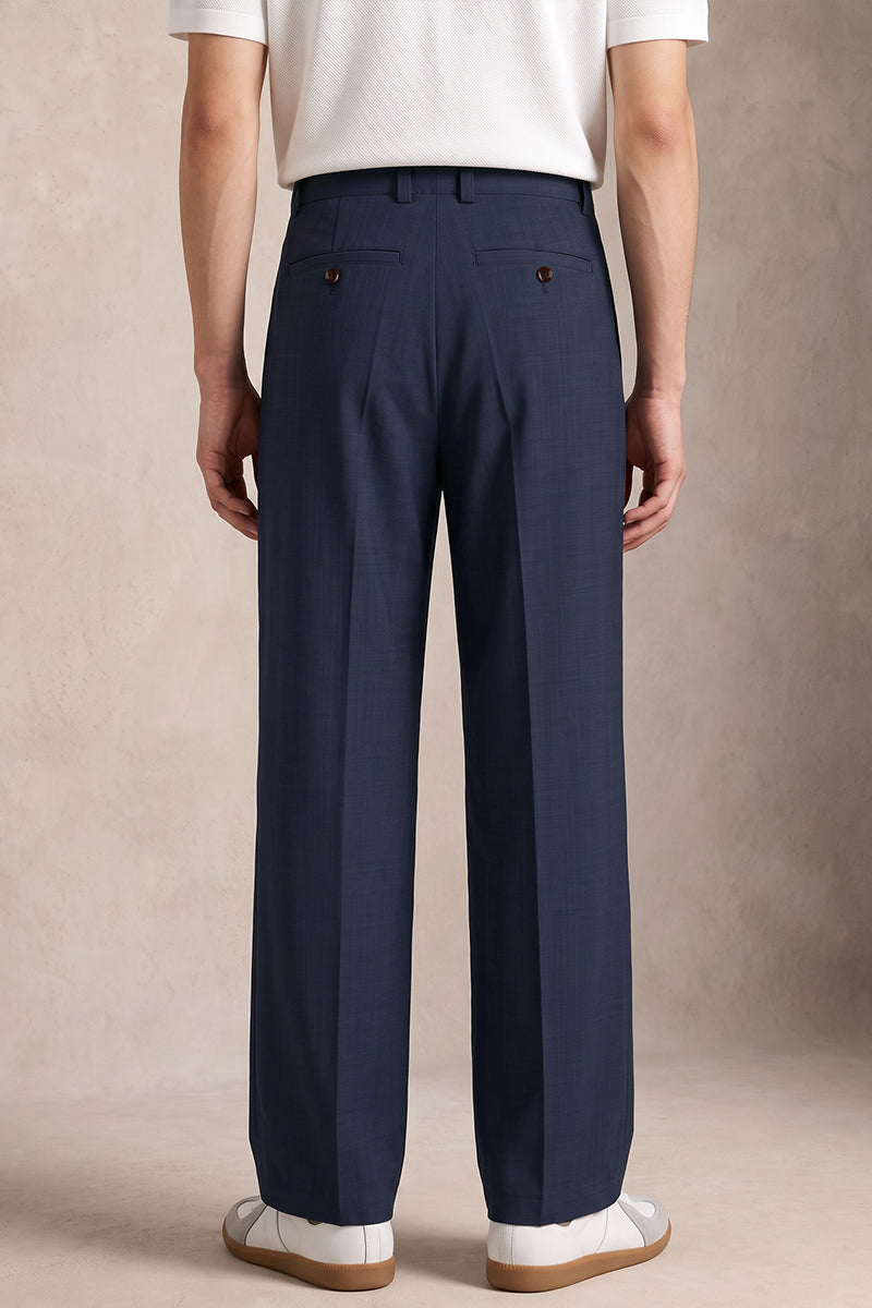 Pantalon de costume en laine mérinos bleu
