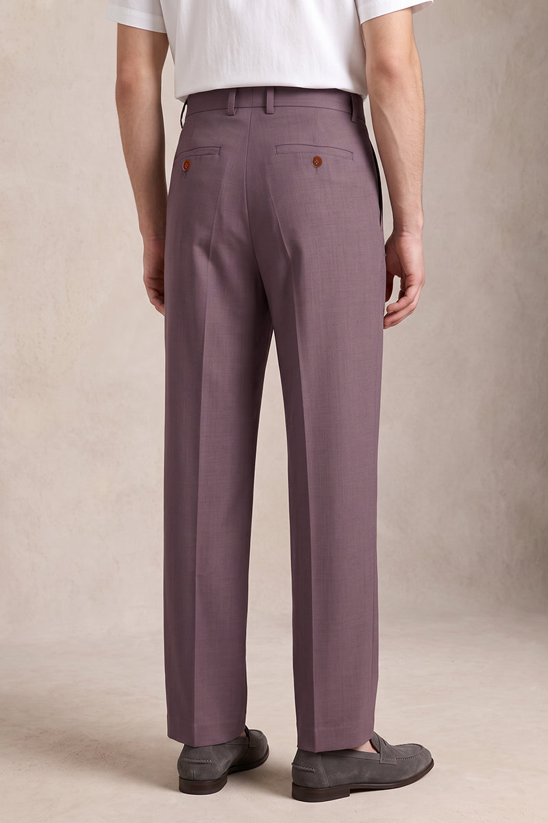 Pantaloni del completo viola in lana merino