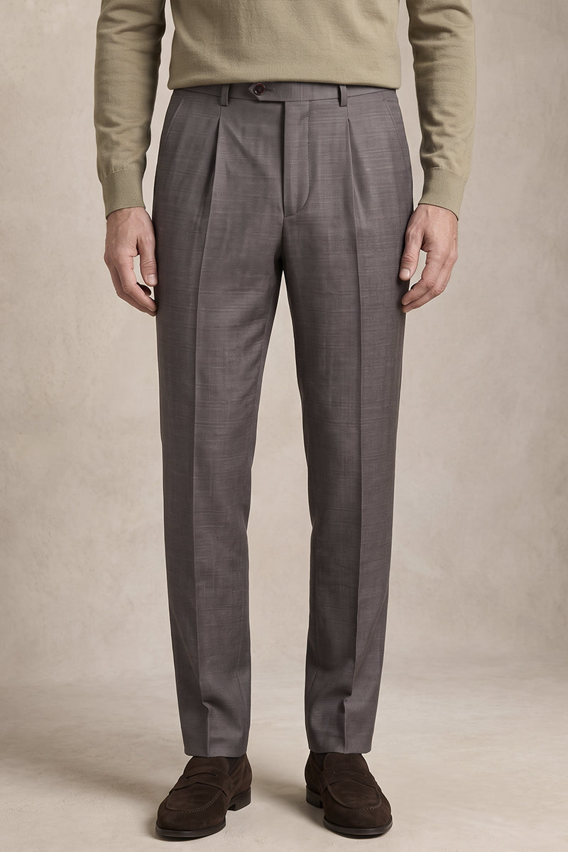 Gray 50% Tencel Wool Suit Trousers