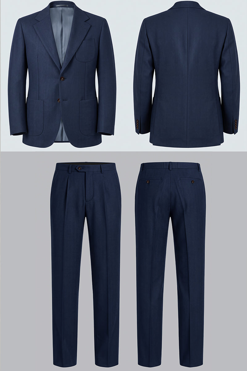 Blauer Anzug aus Merinowolle