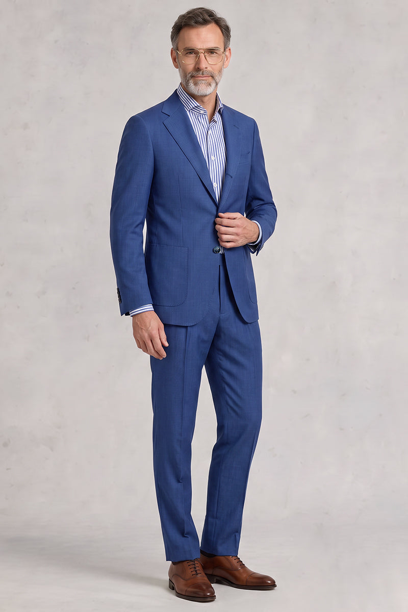 Blue 50% Merino Wool Suit