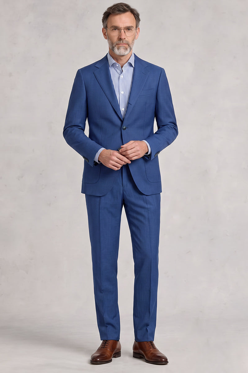 Blue 50% Merino Wool Suit