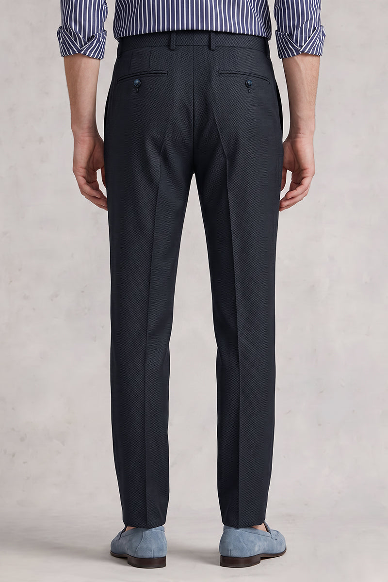 Black 50% Merino Wool Suit Trousers