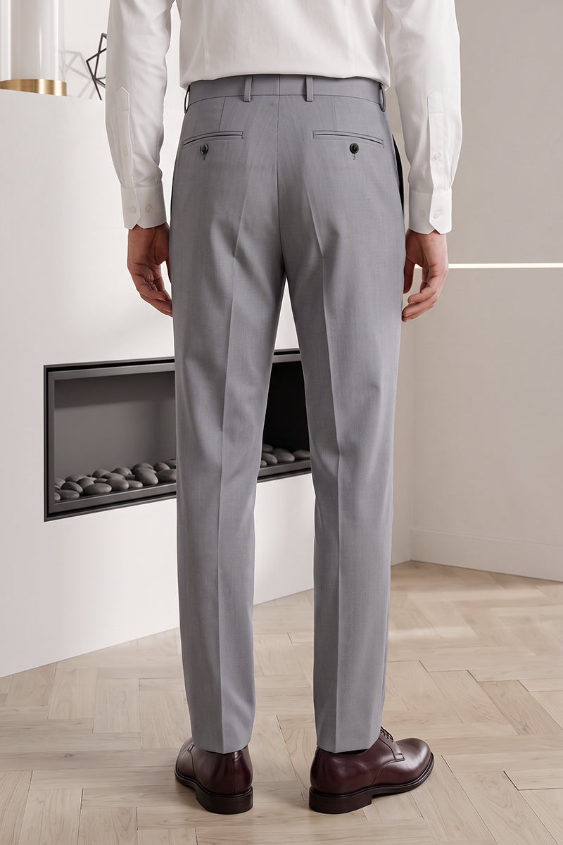 Gray 70% Merino Wool Suit Trousers