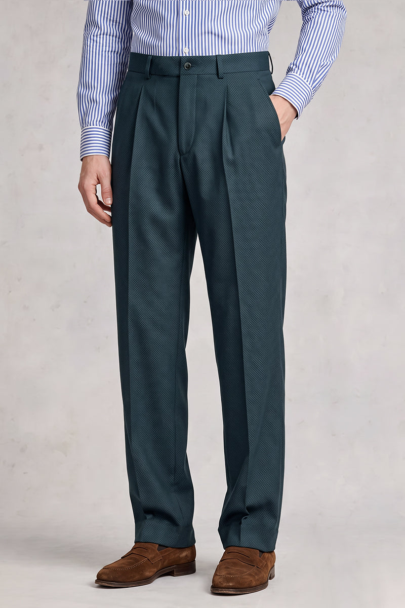 Pantaloni da completo blu in lana merino