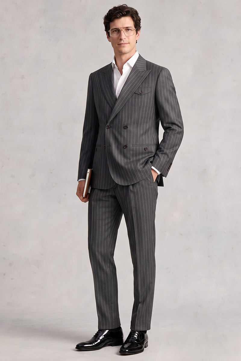 Costume en laine mérinos gris