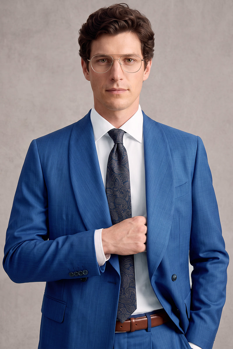 Blue 50% Merino Wool Suit