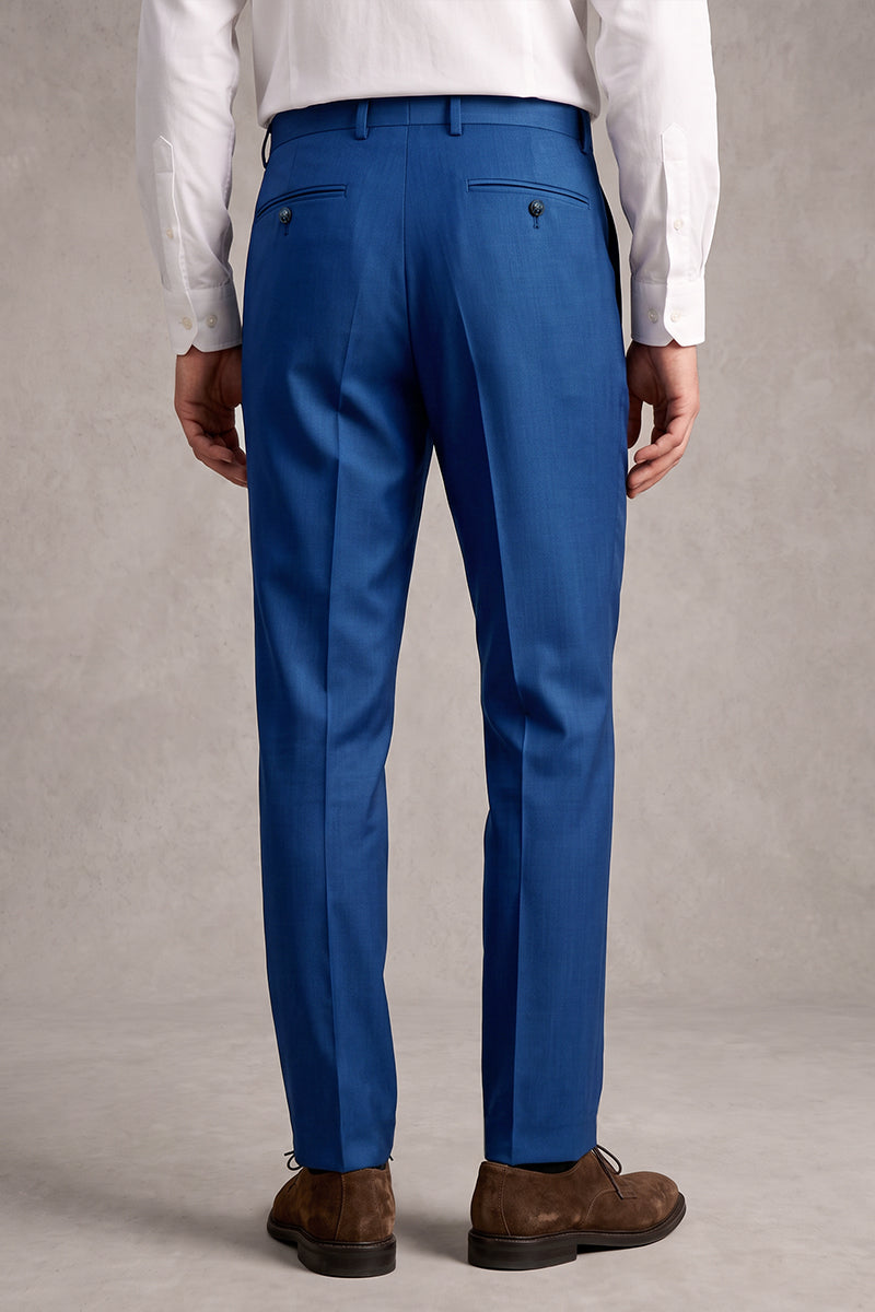 Blue 50% Merino Wool Suit Trousers