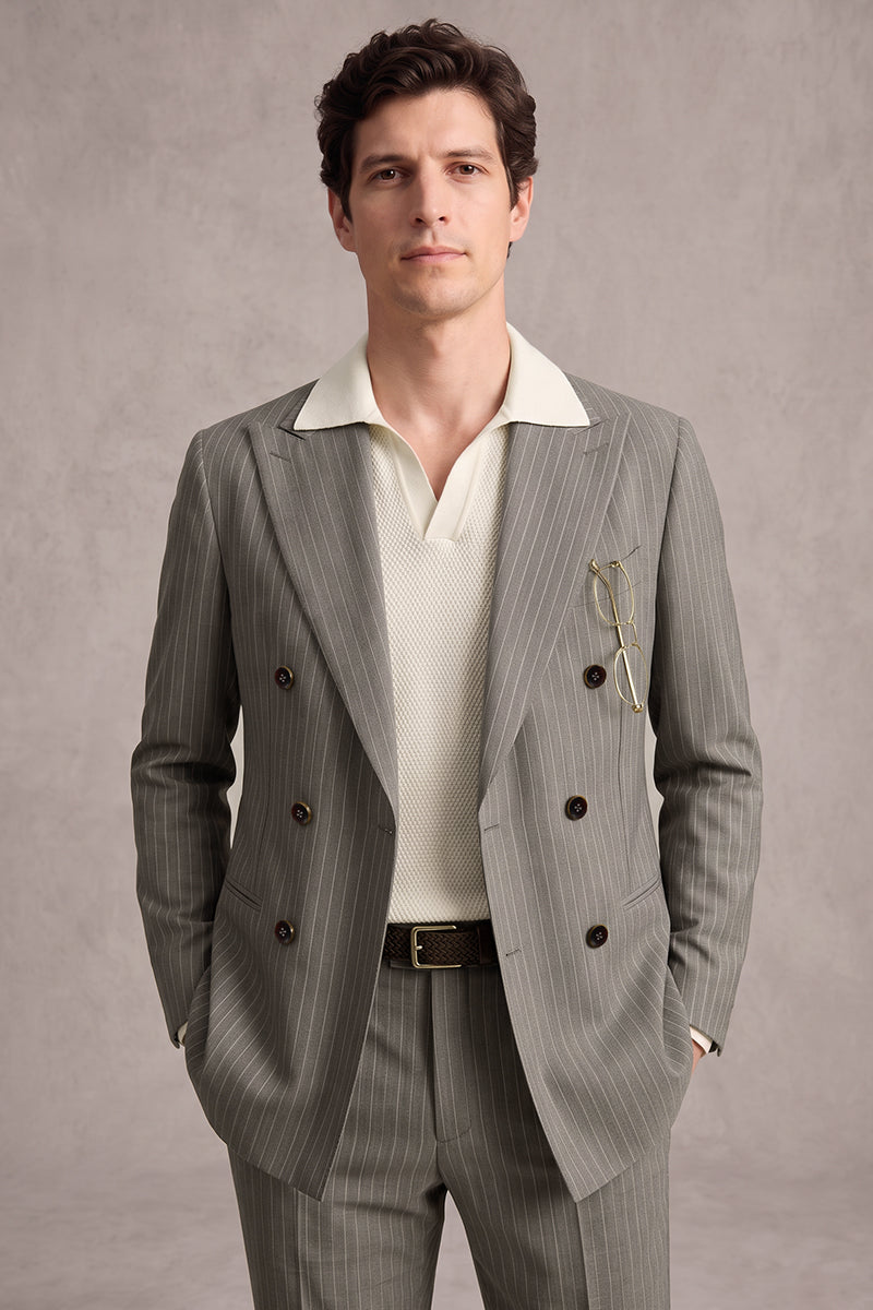Gray 100% Merino Wool Suit