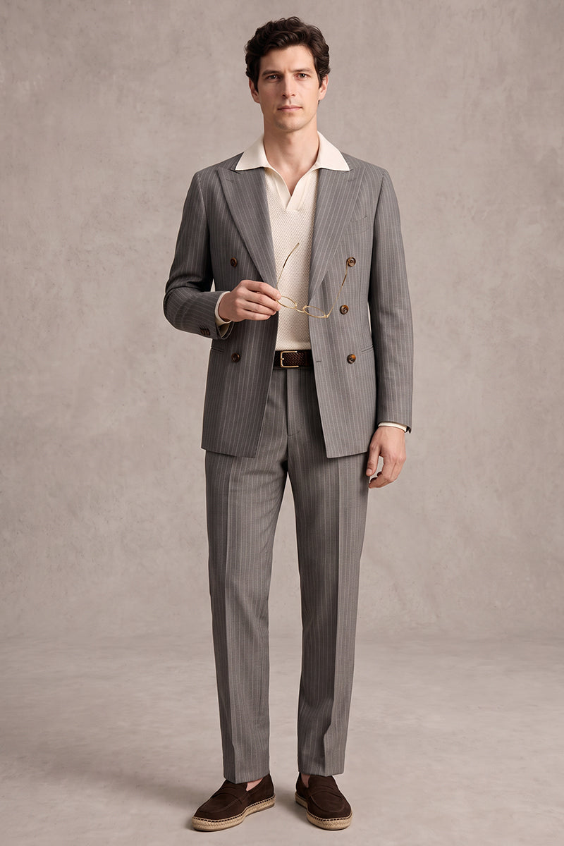 Gray 100% Merino Wool Suit