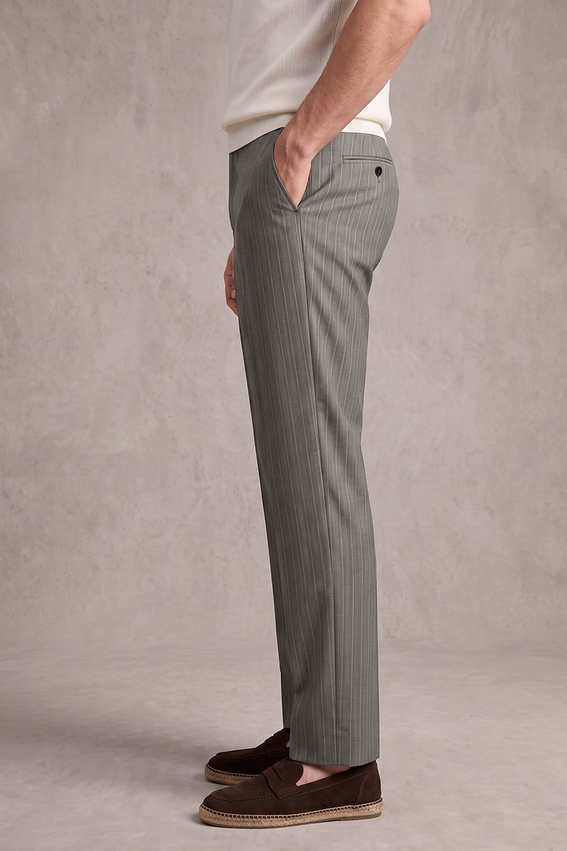 Gray 100% Merino Wool Suit Trousers