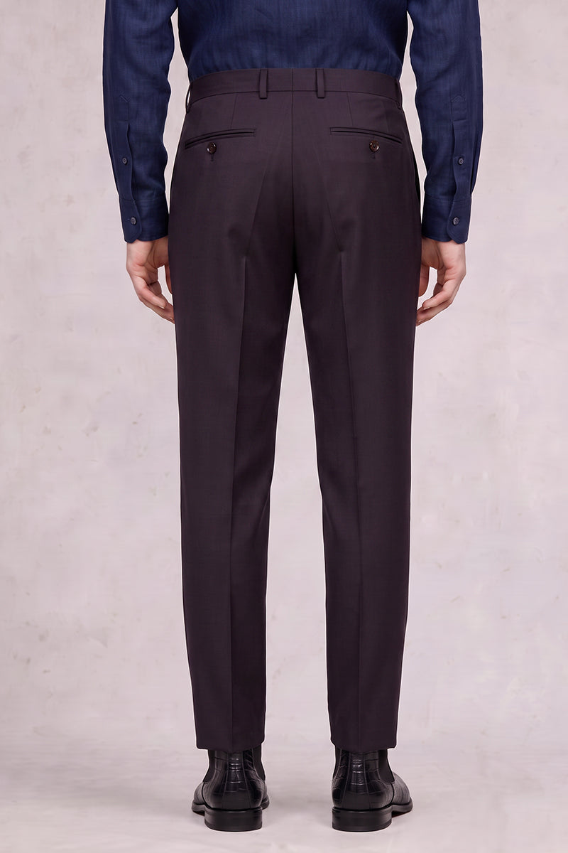 Purple 50% Merino Wool Suit Trousers