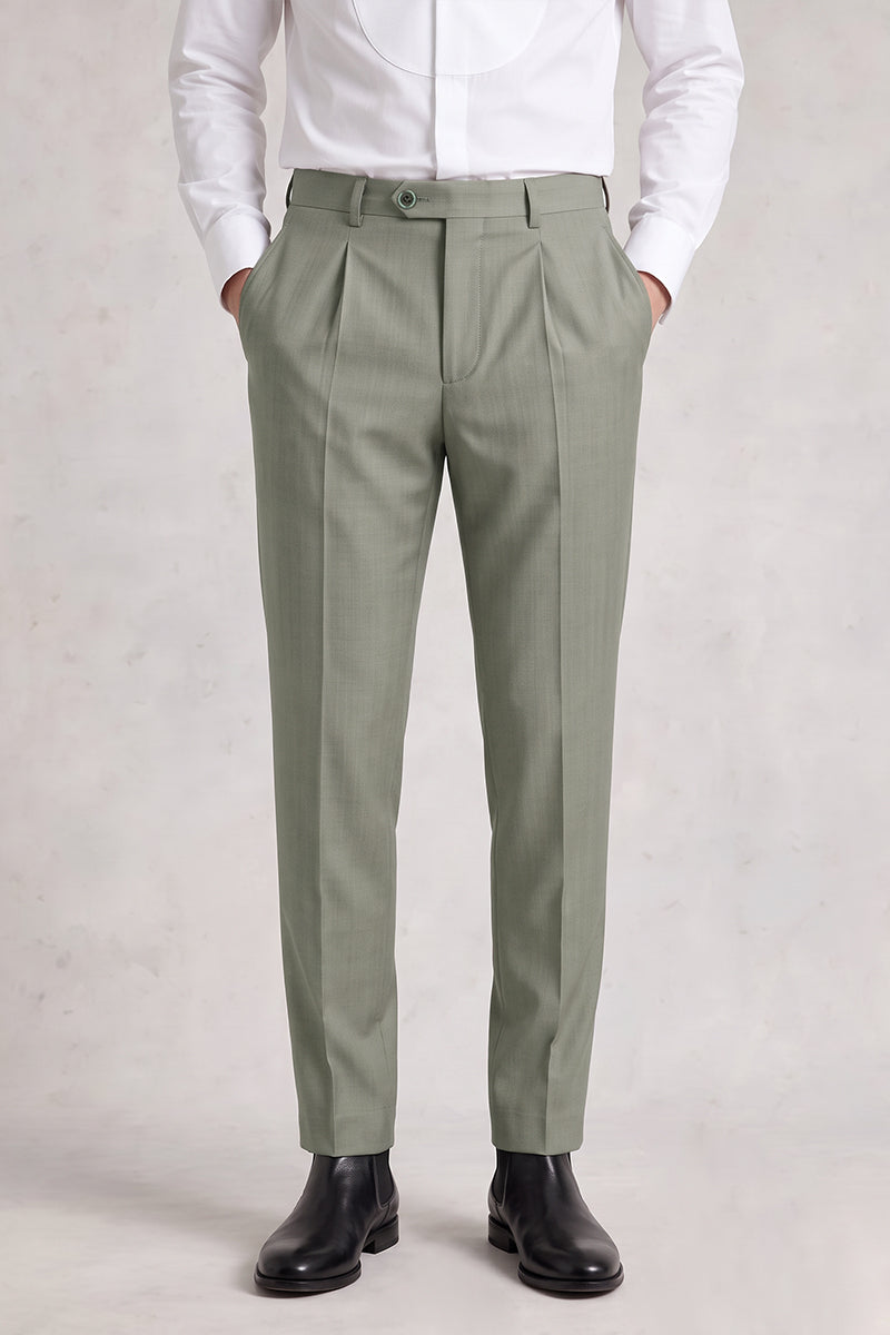 Green 30% Fine Australia Wool Suit Trousers