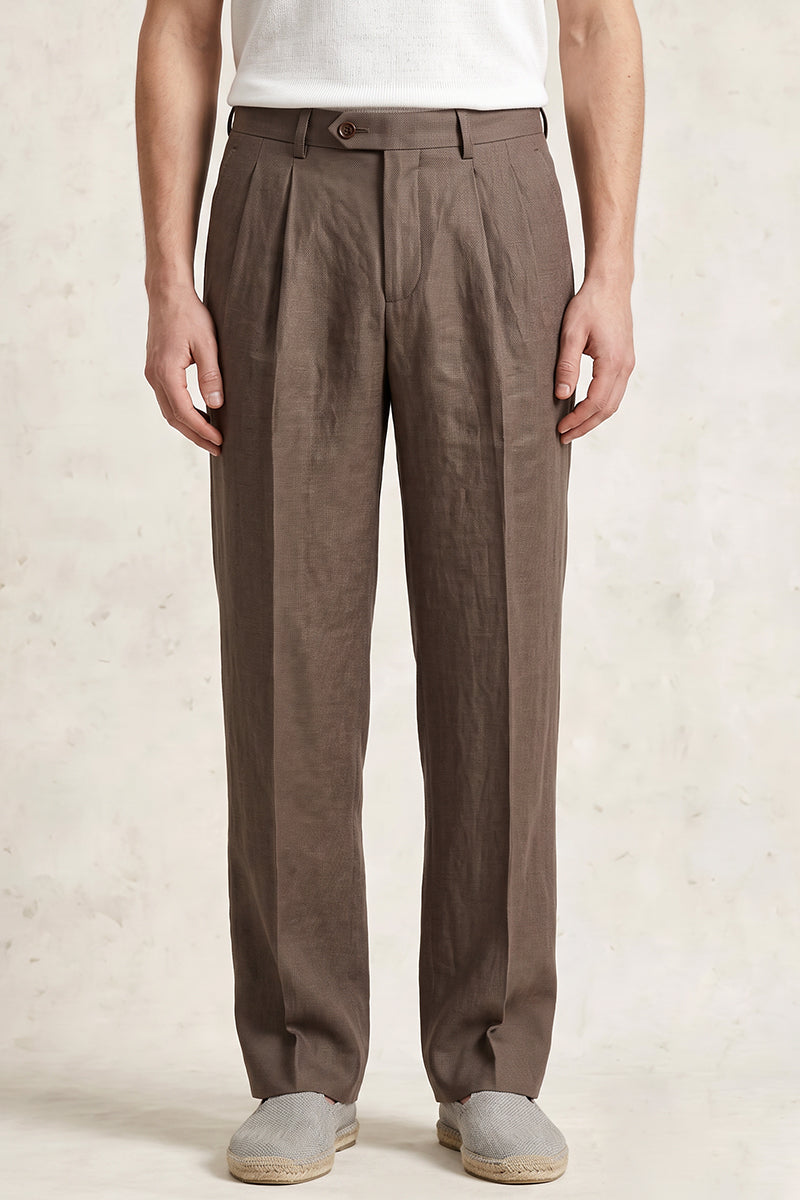 Brown 50% Merino Wool Suit Trousers