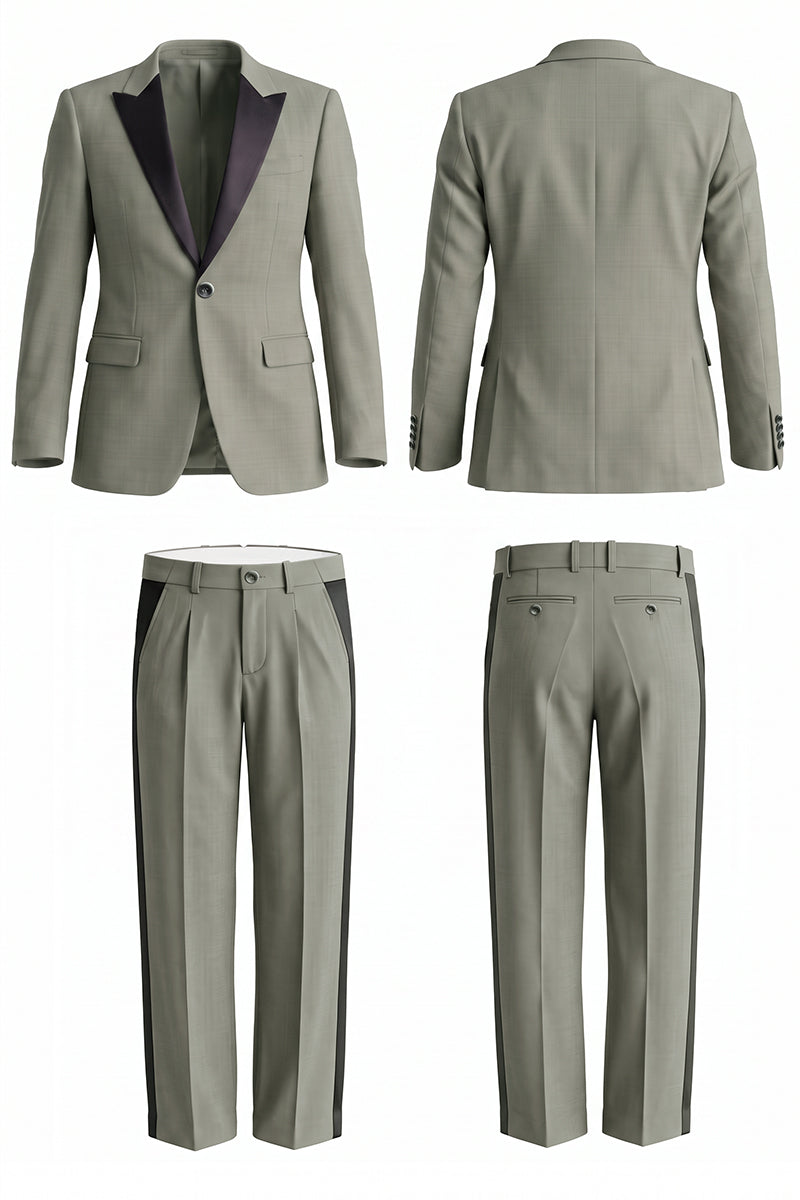 Traje de lana australiana fina verde