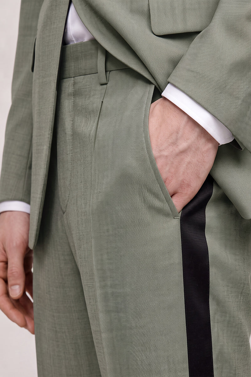 Traje de lana australiana fina verde