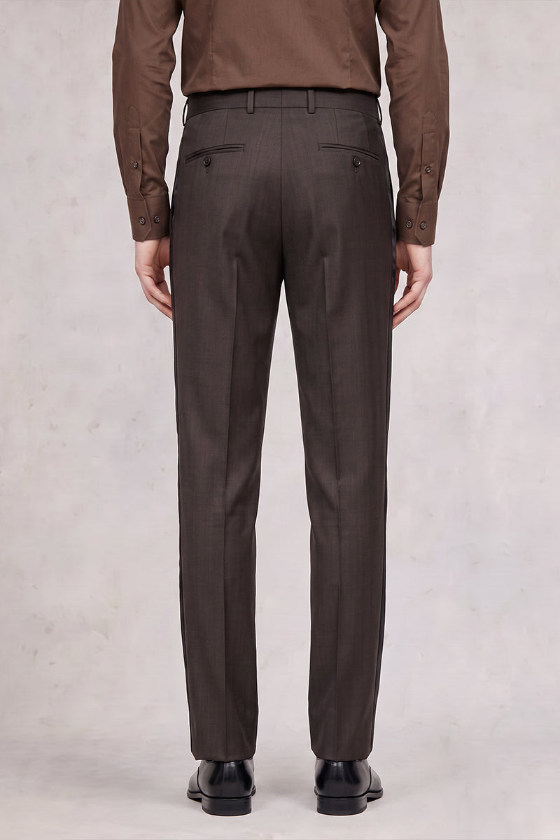 Pantaloni da completo marroni in lana merino