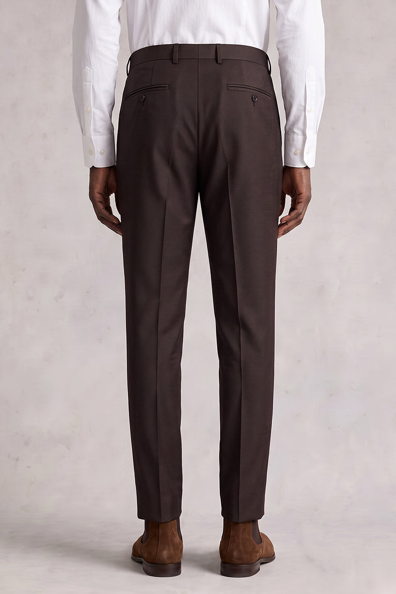 Pantalon de costume en laine mérinos marron