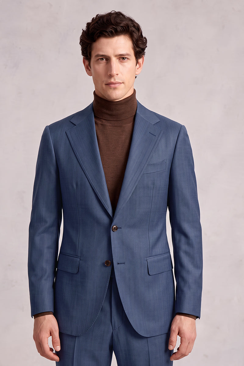 Blue 50% Merino Wool Suit