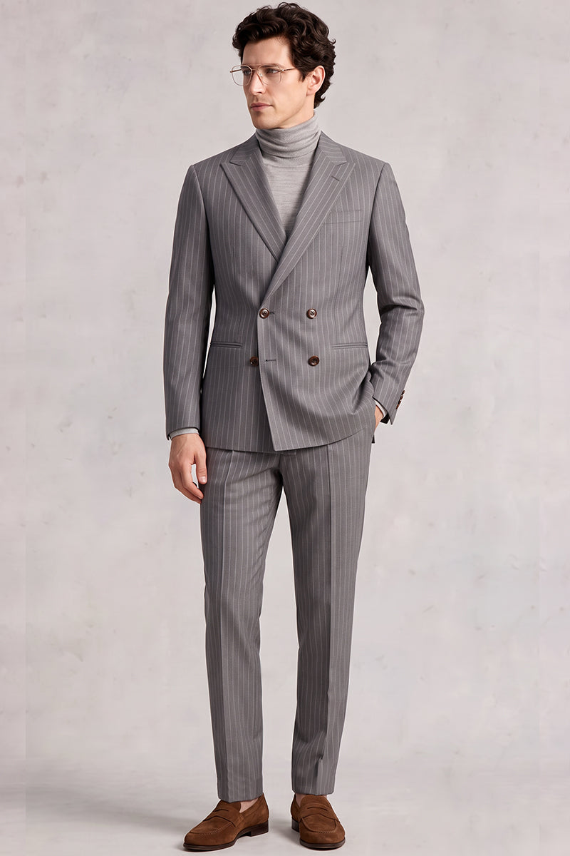 Gray 50% Merino Wool Suit