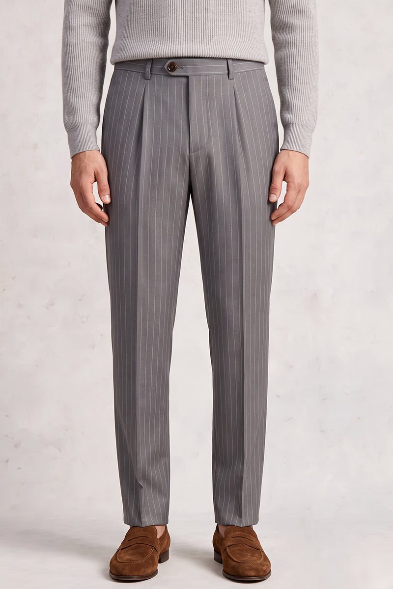 Pantalones de traje de lana merina gris
