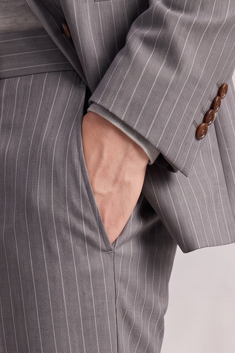 Pantalones de traje de lana merina gris